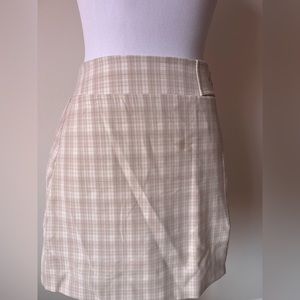F21 Creme Plaid Skirt